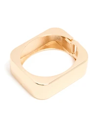 Gold Statement Rectangle Hinged Bangle