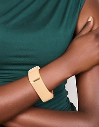 Gold Statement Rectangle Hinged Bangle