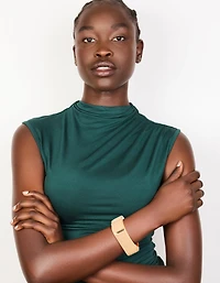 Gold Statement Rectangle Hinged Bangle