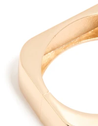 Gold Statement Rectangle Hinged Bangle