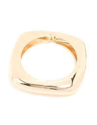 Gold Chunky Rectangle Hinged Bangle