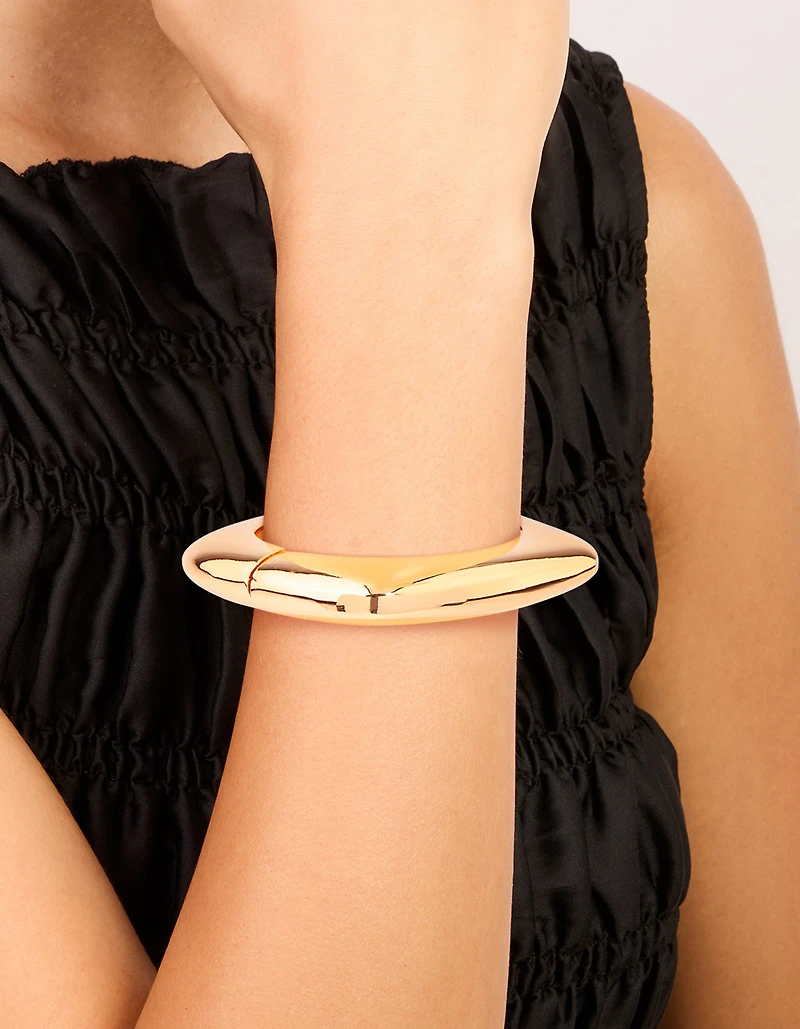 Gold Chunky Rectangle Hinged Bangle