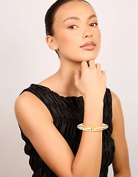 Gold Chunky Rectangle Hinged Bangle