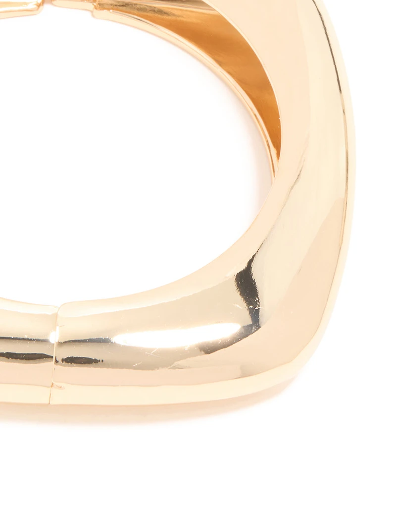 Bracelet rectangulaire doré à charnière épaisse