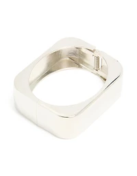Silver Statement Rectangle Hinged Bangle