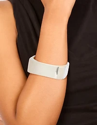 Silver Statement Rectangle Hinged Bangle