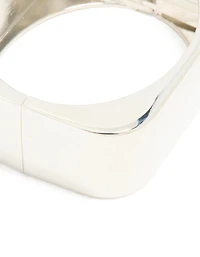 Silver Statement Rectangle Hinged Bangle