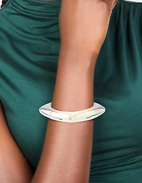 Silver Chunky Rectangle Hinged Bangle