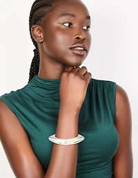 Silver Chunky Rectangle Hinged Bangle