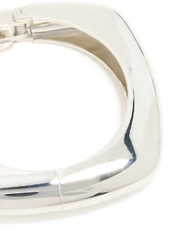Silver Chunky Rectangle Hinged Bangle