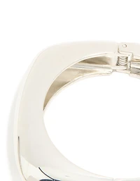 Silver Chunky Rectangle Hinged Bangle