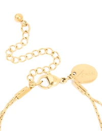 Waterproof Gold Plated Stainless Steel Pearl & Ball Layered Bracelet