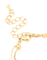 Waterproof Gold Plated Stainless Steel Pearl & Beaded Balls Layered Bracelet
