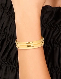 Manchette de poignet étanche en acier inoxydable plaqué or et épais à côtes