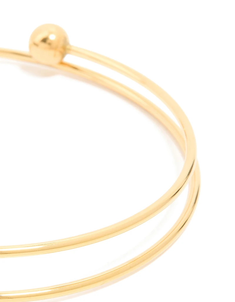 Waterproof Gold Plated Stainless Steel Ball End Bangle