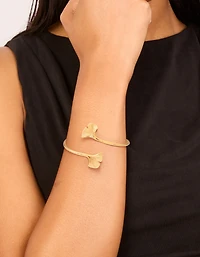 Waterproof Gold Plated Stainless Steel Open Leaf Wrist Cuff