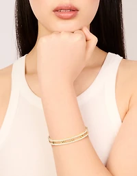 Waterproof Gold Plated Stainless Steel Diamante Roman Numeral Bangle