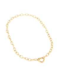 Waterproof Gold Plated Stainless Steel Heart Clasp Chain Necklace