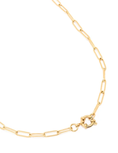 Waterproof Gold Plated Stainless Steel Fine Link Dainty Clasp Necklace