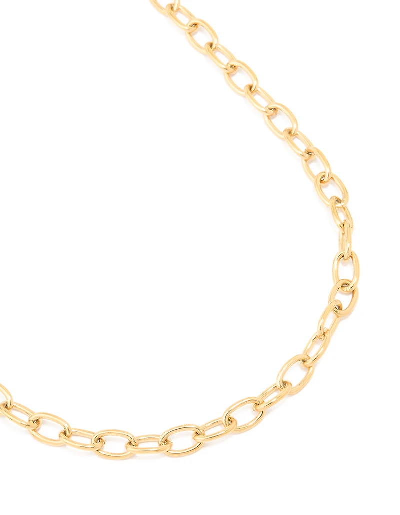 Waterproof Gold Plated Stainless Steel Dainty Clasp Chain Necklace