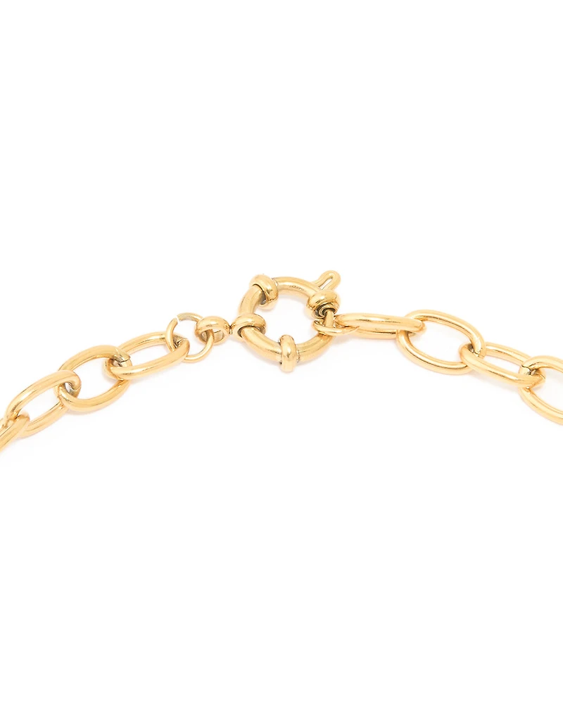 Waterproof Gold Plated Stainless Steel Dainty Clasp Chain Necklace