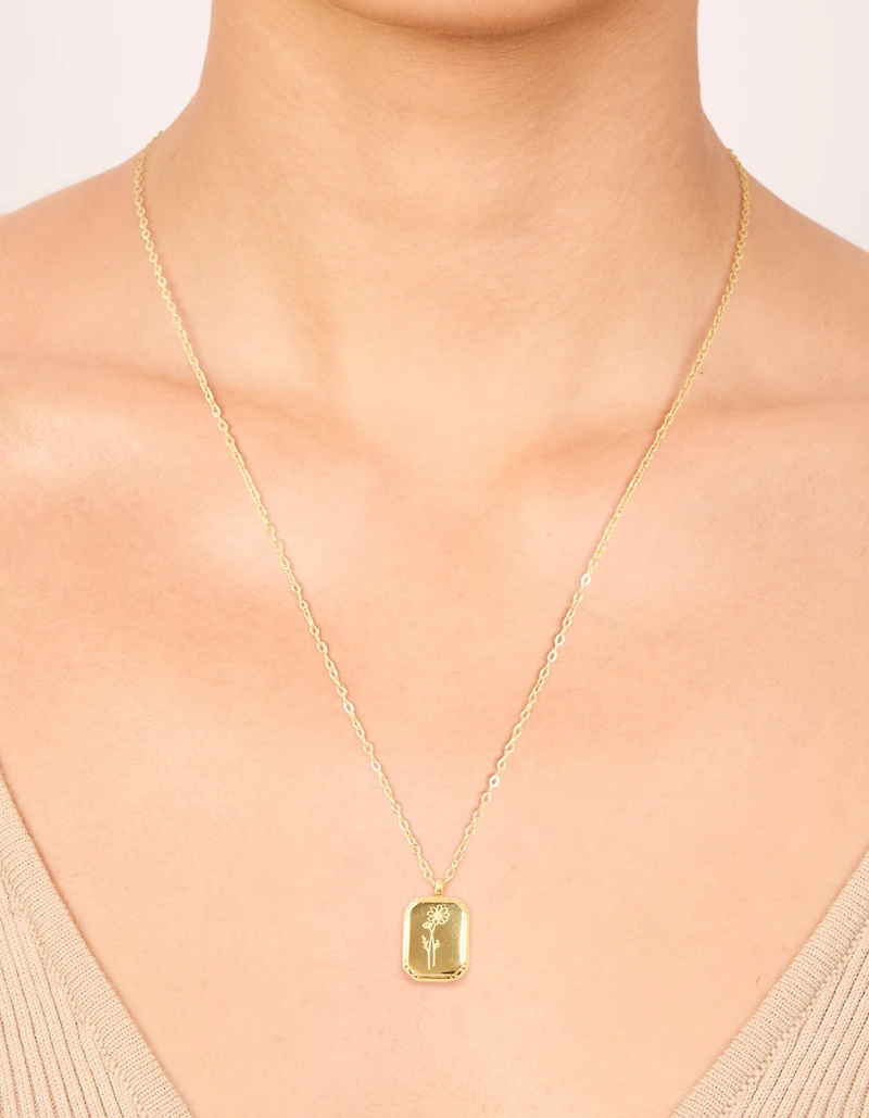 Collier imperméable en acier inoxydable plaqué or en fleur de naissance d’octobre