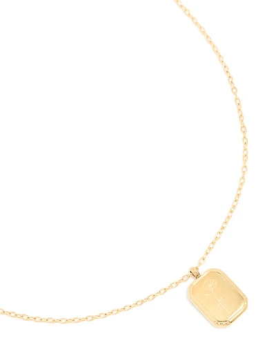 Collier étanche en acier inoxydable plaqué or en aster de naissance en septembre