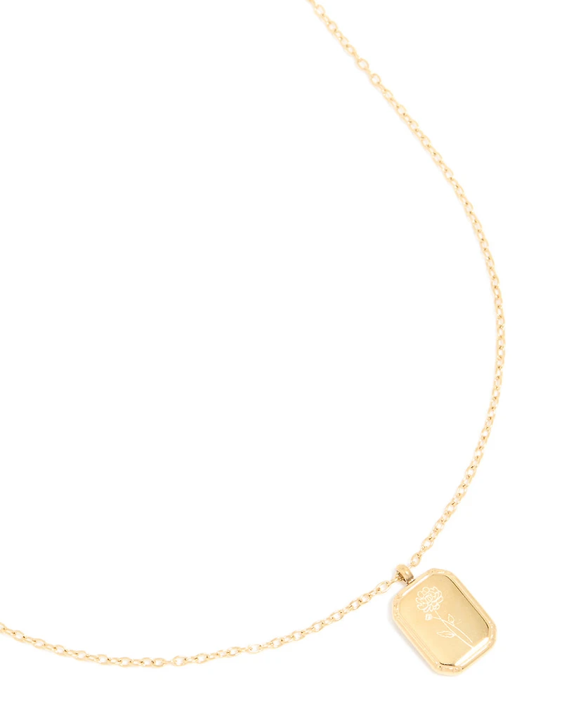 Waterproof Gold Plated Stainless Steel Birth Flower November Chrysanthemum Necklace