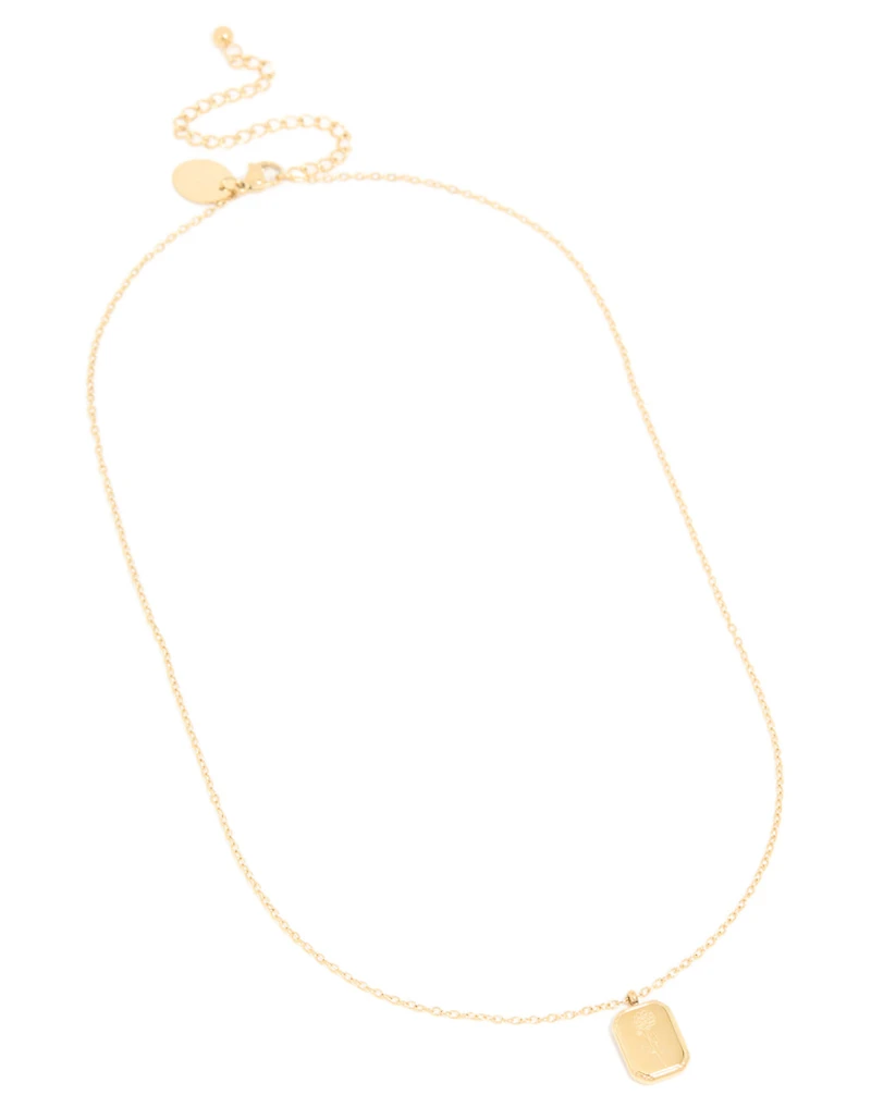 Waterproof Gold Plated Stainless Steel Birth Flower November Chrysanthemum Necklace