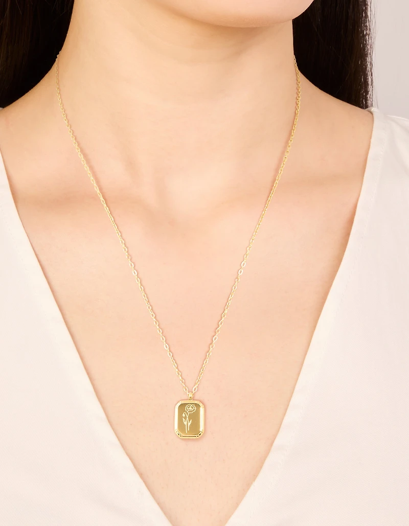 Collier imperméable en acier inoxydable plaqué or et fleur de naissance d’août