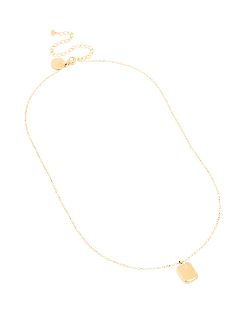 Collier imperméable en acier inoxydable plaqué or et fleur de naissance d’août