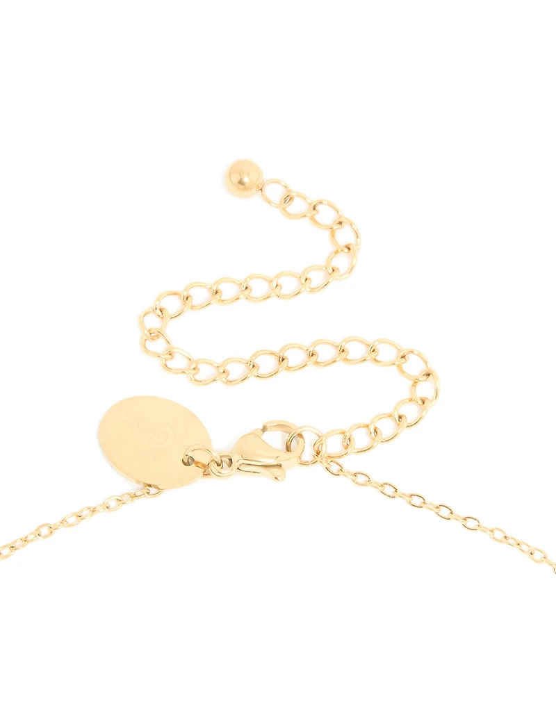 Collier imperméable en acier inoxydable plaqué or en forme de fleur de naissance mars, jonquille