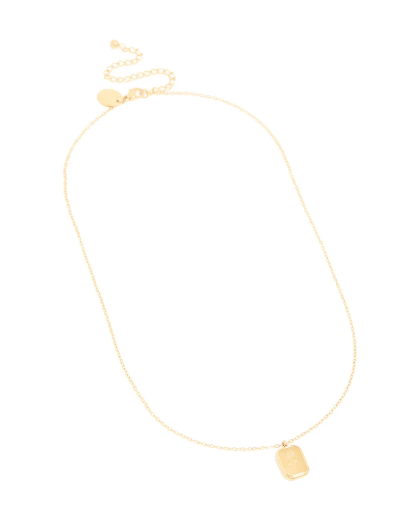 Collier de fleur de naissance en acier inoxydable plaqué or et imperméable en alouette de juillet