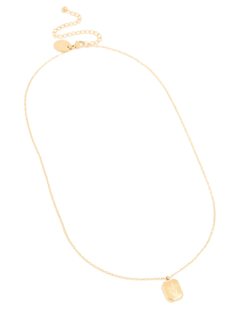 Collier imperméable en acier inoxydable plaqué or en forme de fleur de naissance de mai, aubépine