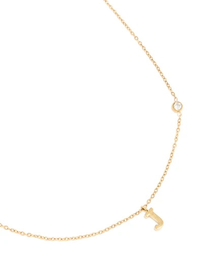 Waterproof Gold Plated Stainless Steel Letter J Dainty Pendant Necklace