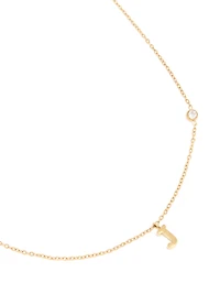 Waterproof Gold Plated Stainless Steel Letter J Dainty Pendant Necklace