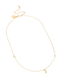 Waterproof Gold Plated Stainless Steel Letter J Dainty Pendant Necklace