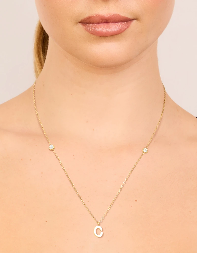 Waterproof Gold Plated Stainless Steel Letter C Dainty Pendant Necklace
