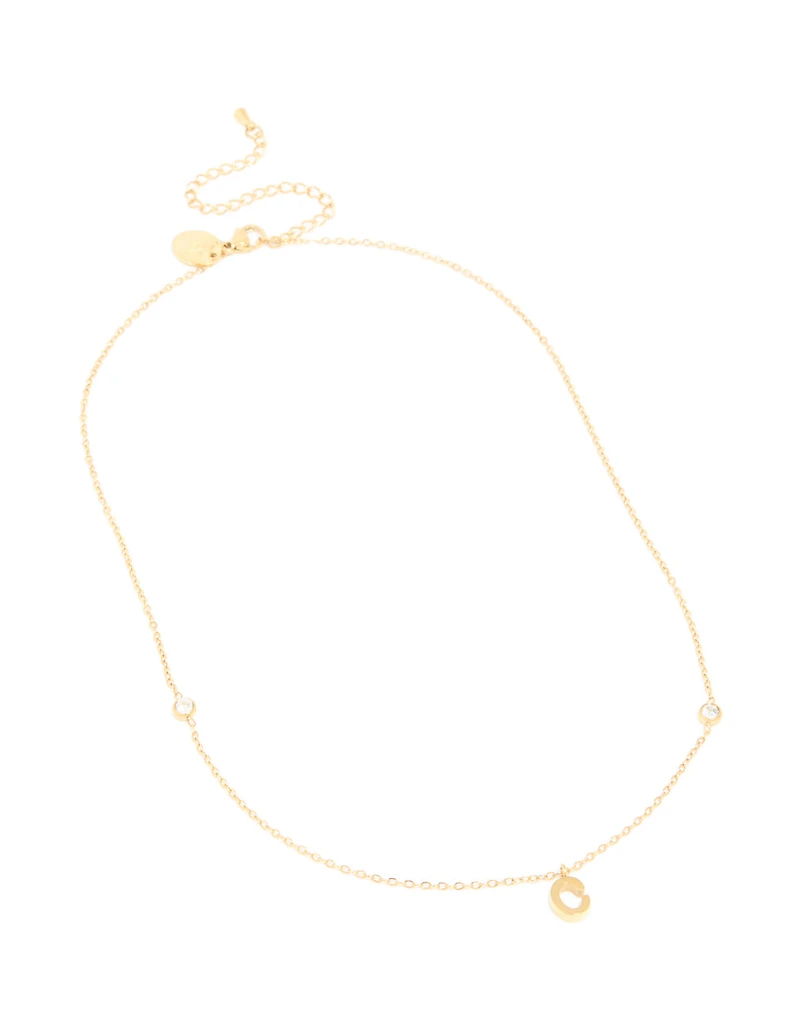 Waterproof Gold Plated Stainless Steel Letter C Dainty Pendant Necklace