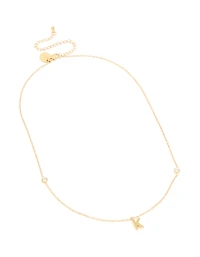 Waterproof Gold Plated Stainless Steel Letter K Dainty Pendant Necklace