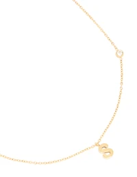 Waterproof Gold Plated Stainless Steel Letter S Dainty Pendant Necklace