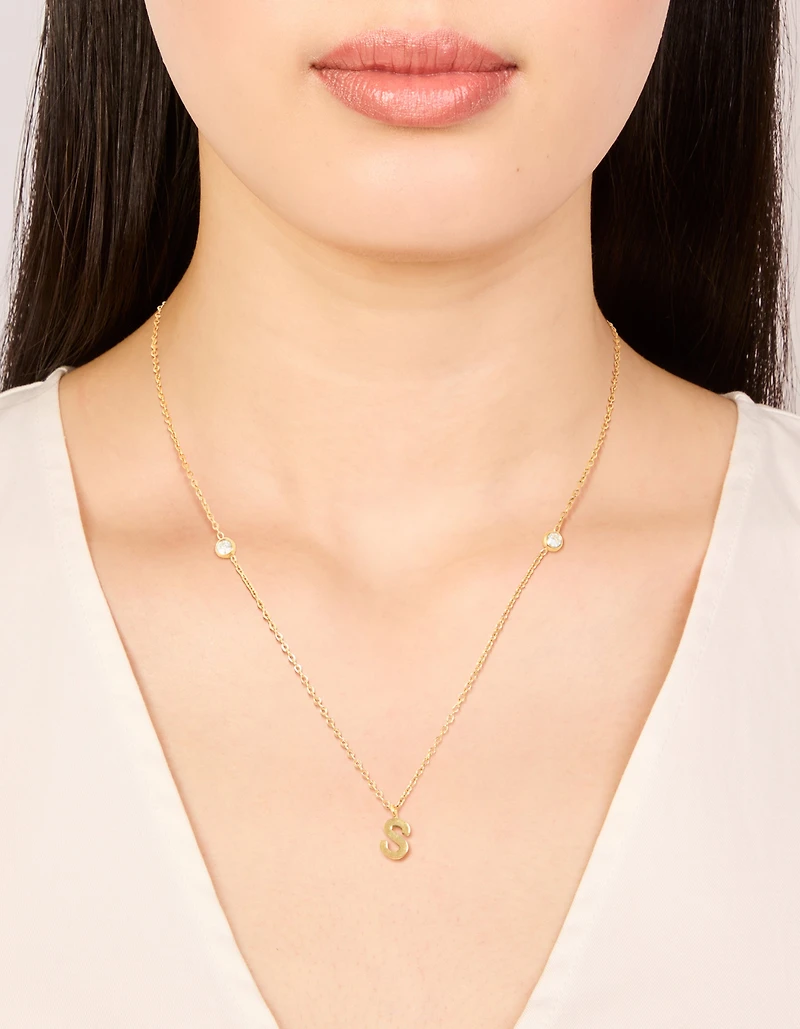 Waterproof Gold Plated Stainless Steel Letter S Dainty Pendant Necklace