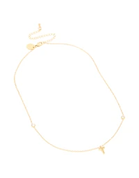 Waterproof Gold Plated Stainless Steel Letter T Dainty Pendant Necklace