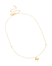 Waterproof Gold Plated Stainless Steel Letter M Dainty Pendant Necklace