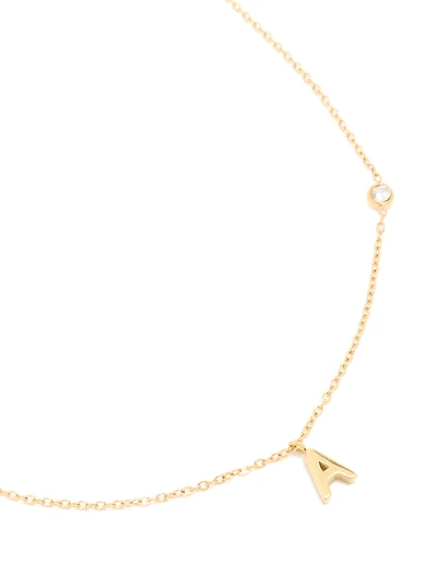 Waterproof Gold Plated Stainless Steel Letter A Pendant Pendant Necklace