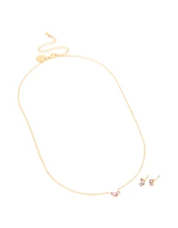 Collier et boucles d’oreilles en zircone cubique en zircone en acier inoxydable imperméable plaqué or