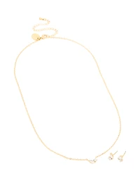 Ensemble de collier et boucles d’oreilles en pierres de naissance en zircone cubique d’avril plaquées or et imperméables