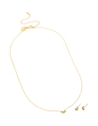 Ensemble de collier et boucles d’oreilles en pierre de naissance en zircone cubique vert clair en acier inoxydable plaqué or imperméable