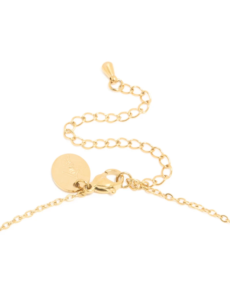 Waterproof Gold Plated Stainless Steel November Green Cubic Zirconia Birthstone Necklace & Earrings Set