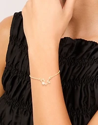 Waterproof Gold Plated Stainless Steel Cubic Zirconia Aquarius Zodiac Sign Bracelet